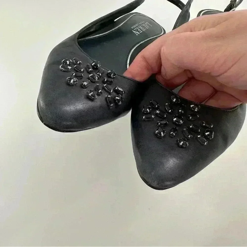 Lauren Ralph Lauren heels, size 6 navy blue gem formal grandmother of the bride